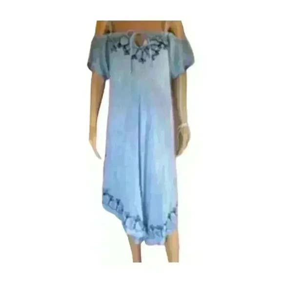 New with Tags Westside Designs Women's Chambray Cold Shoulder Dress, Free Size - Picture 1 of 4